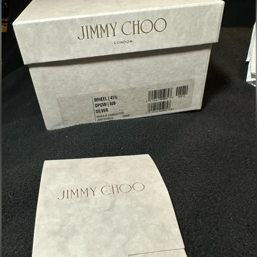 Jimmy Choo Prince of Stars Silver Glitter Loafers Size 10.5